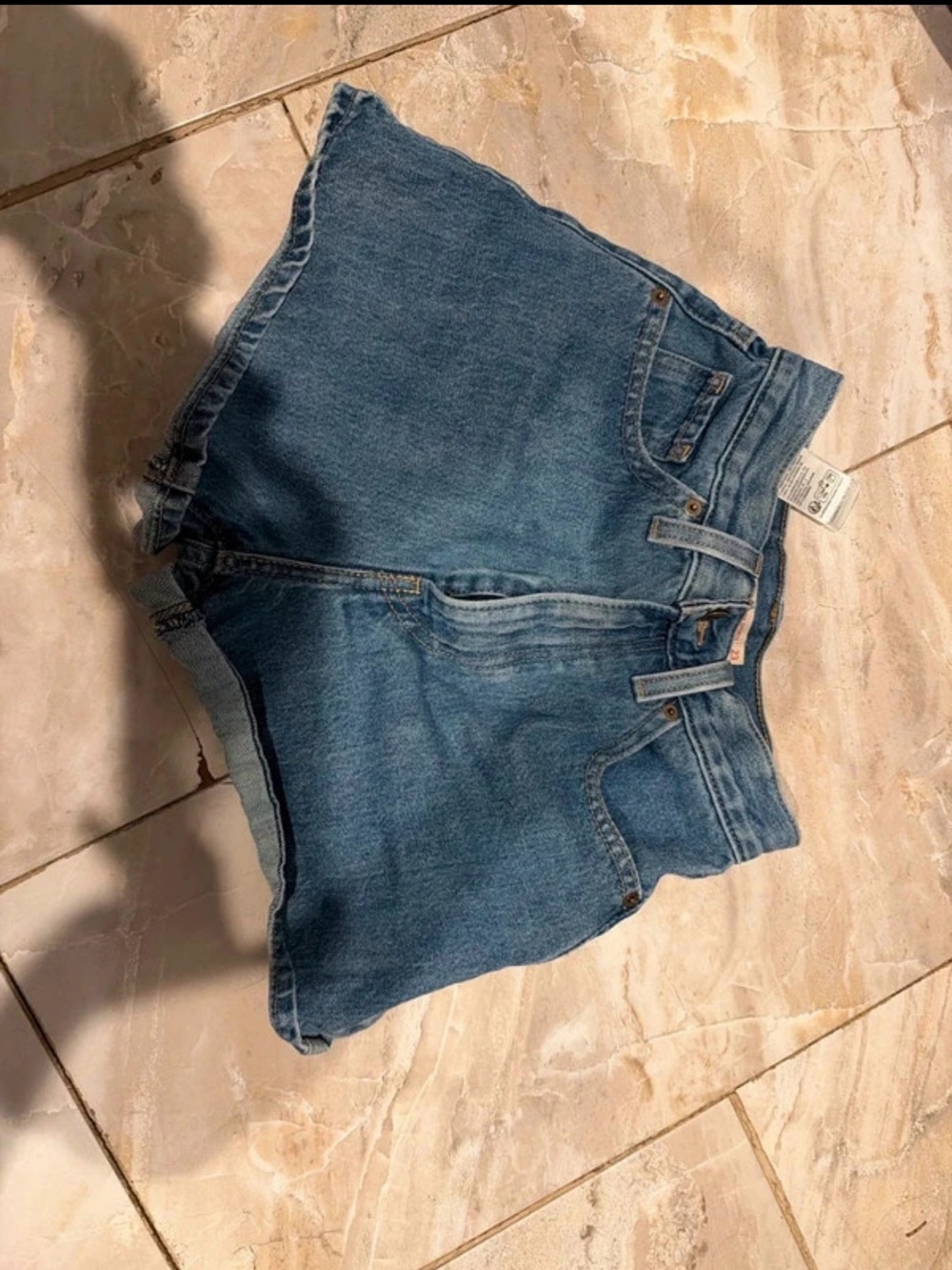 Levi's Classic Blue Washed Denim High-Waist Shorts
